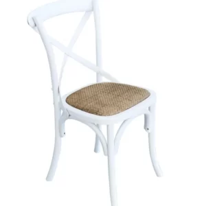 Rattan Crossback Chair – White/Brown